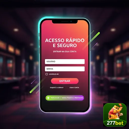 Tela de login da 277bet com campos para usuário e senha.