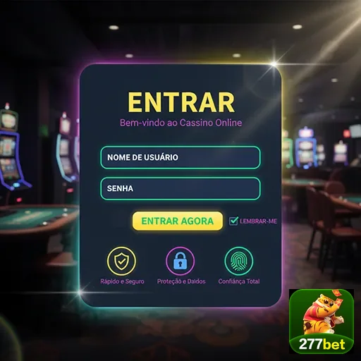 Tela de login da 277bet, com campos para usuário e senha.
