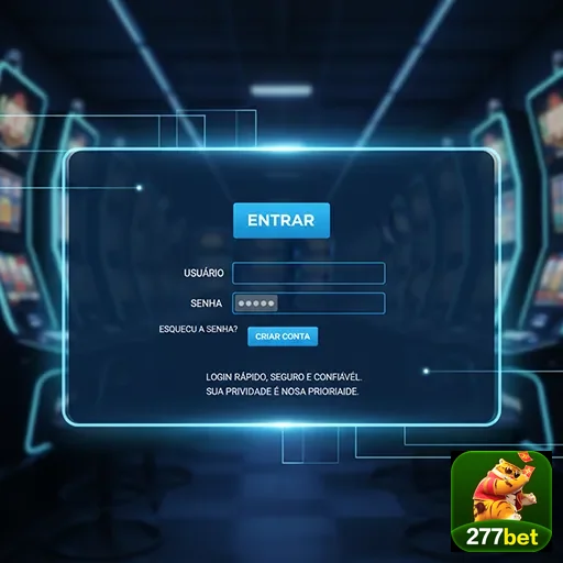 Tela de login da plataforma 277bet com jogos de slots ao fundo.