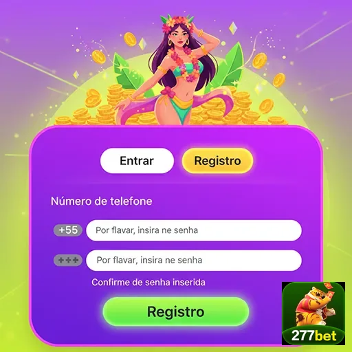Tela de registro da 277bet com opções de acesso rápido.