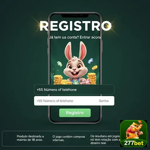 Tela de registro da 277bet com coelho e campos de entrada.