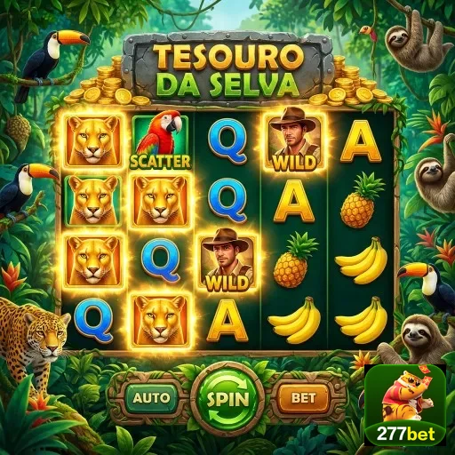 Slot 'Tesouro da Selva' da 277bet com símbolos vibrantes.