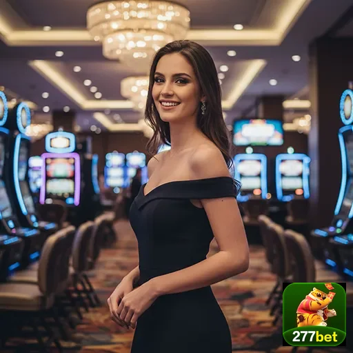 Jogadora em cassino com máquinas slot da 277bet.