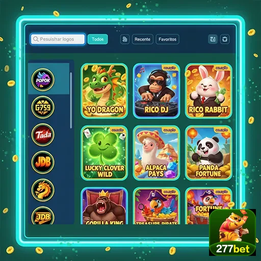 Interface do suporte VIP da 277bet com jogos destacados.