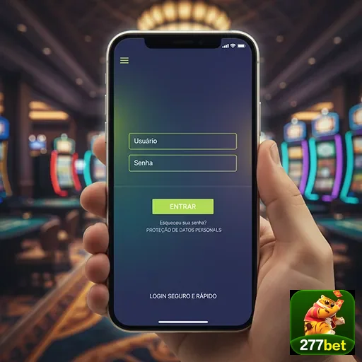 Tela de login da 277bet em smartphone, destacando segurança.