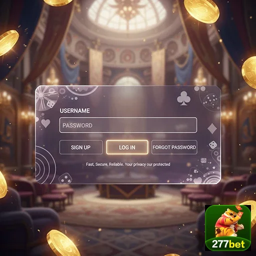 Interface de login da 277bet com ambiente de jogos VIP.